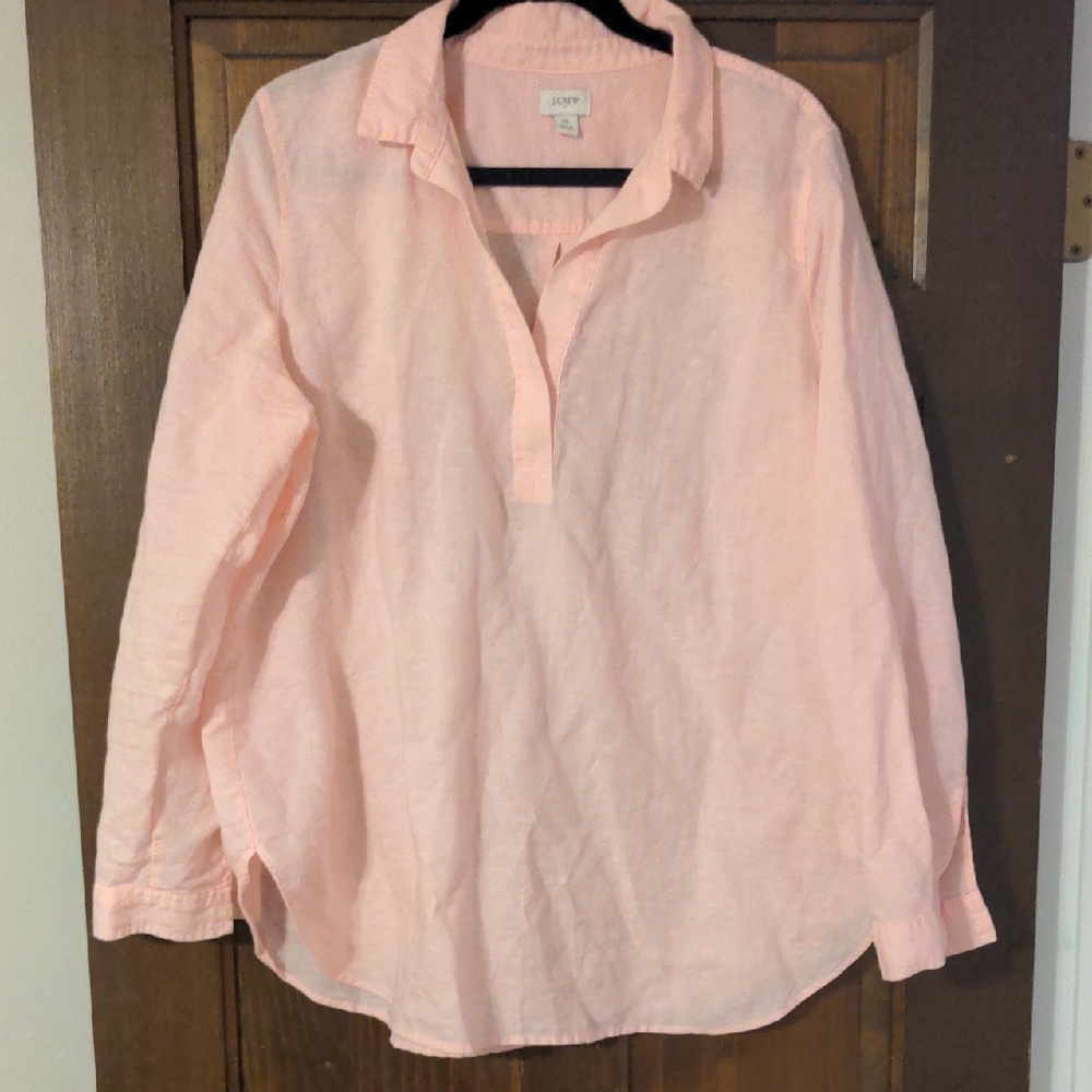J. Crew Light Pink Linen Tunic Top